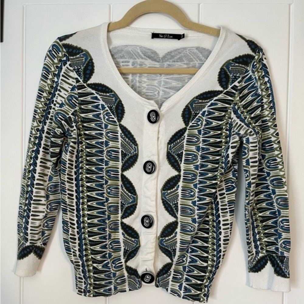 NIC+ZOE Abstract Cropped Cardigan